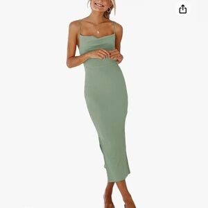 Gorgeous Sage Cowl Neck Midi Dress